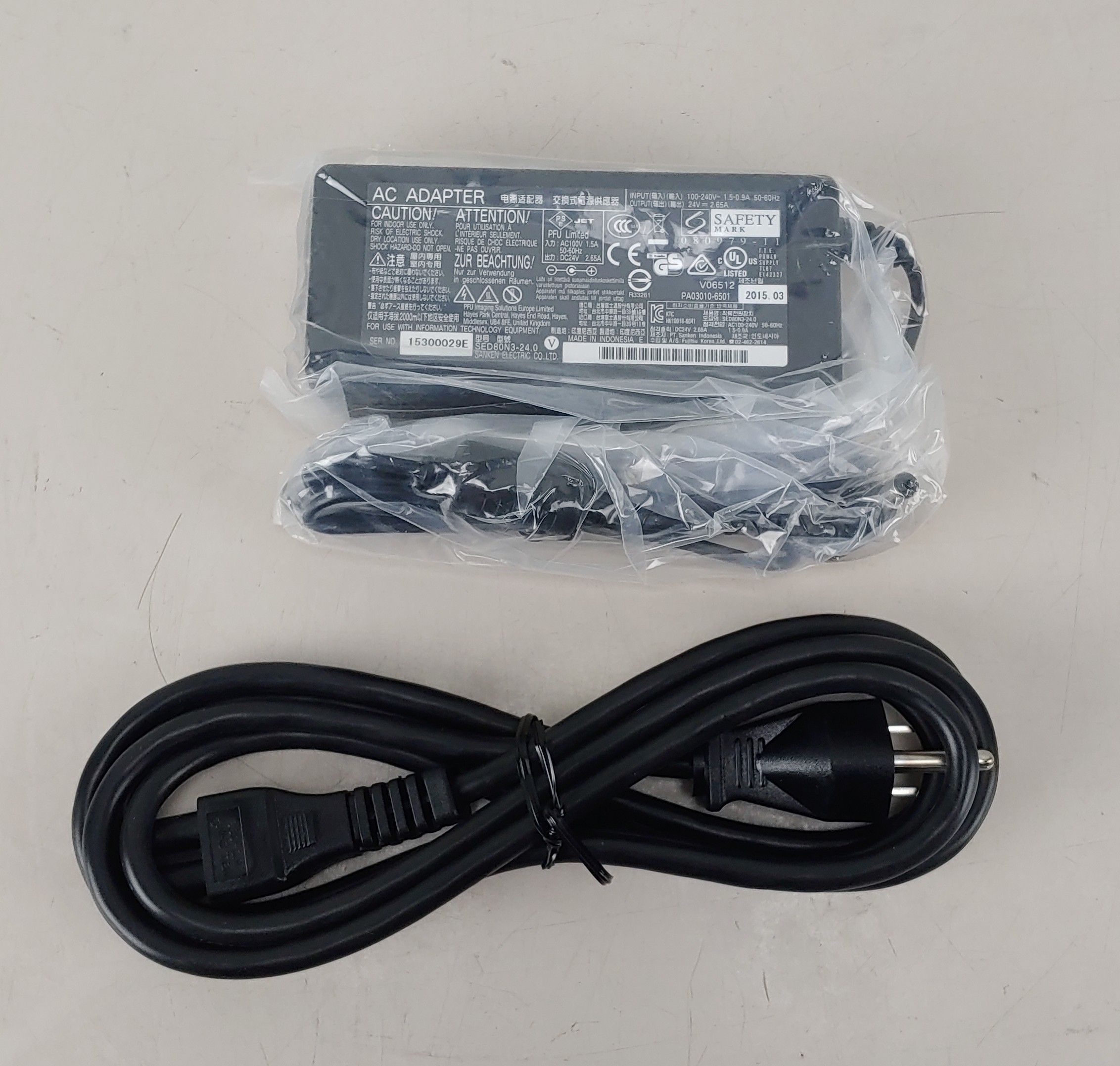 Fujitsu Scanner AC Power Adapter w/ Power Cord PA03010-6501