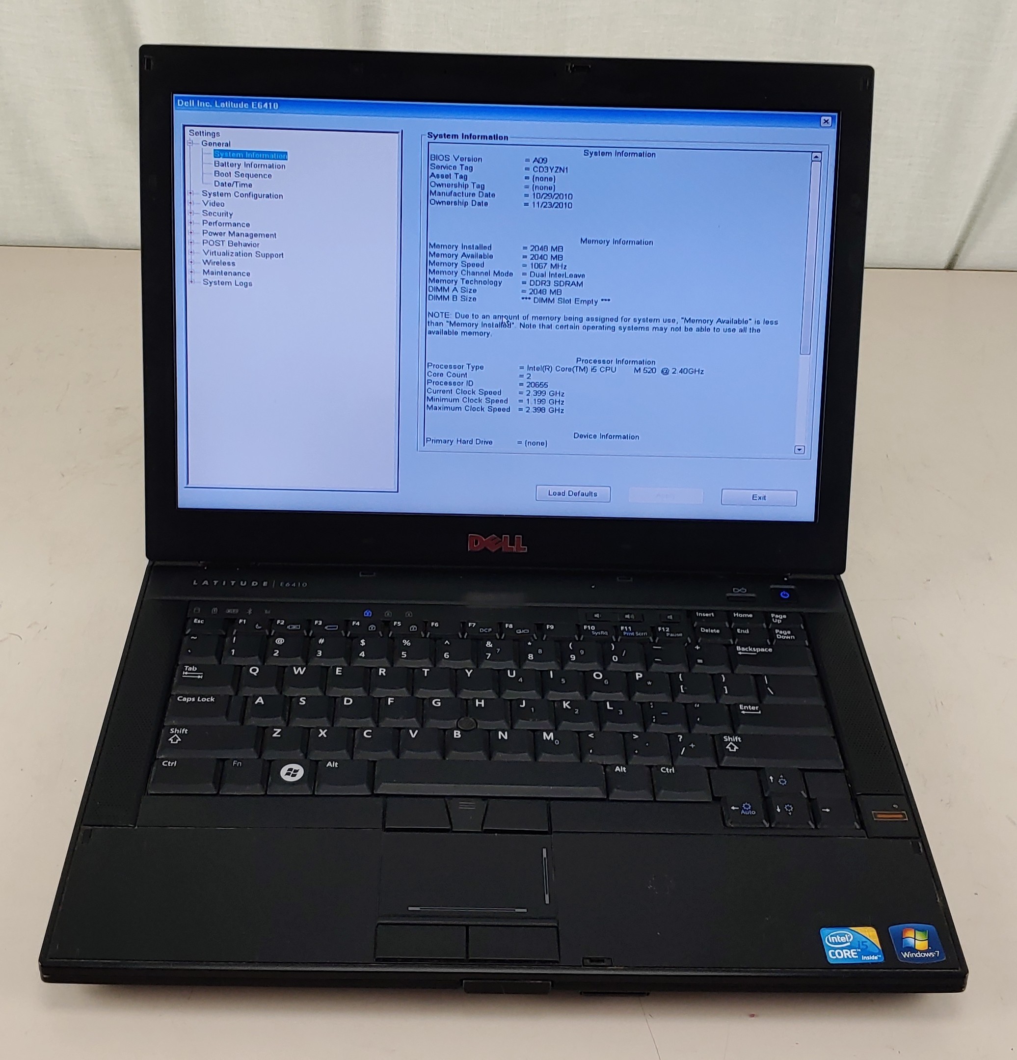 Dell Core i5-M520 2GB NVIDIA NVS 3100M NO HDD + NO OS + NO BATTERY