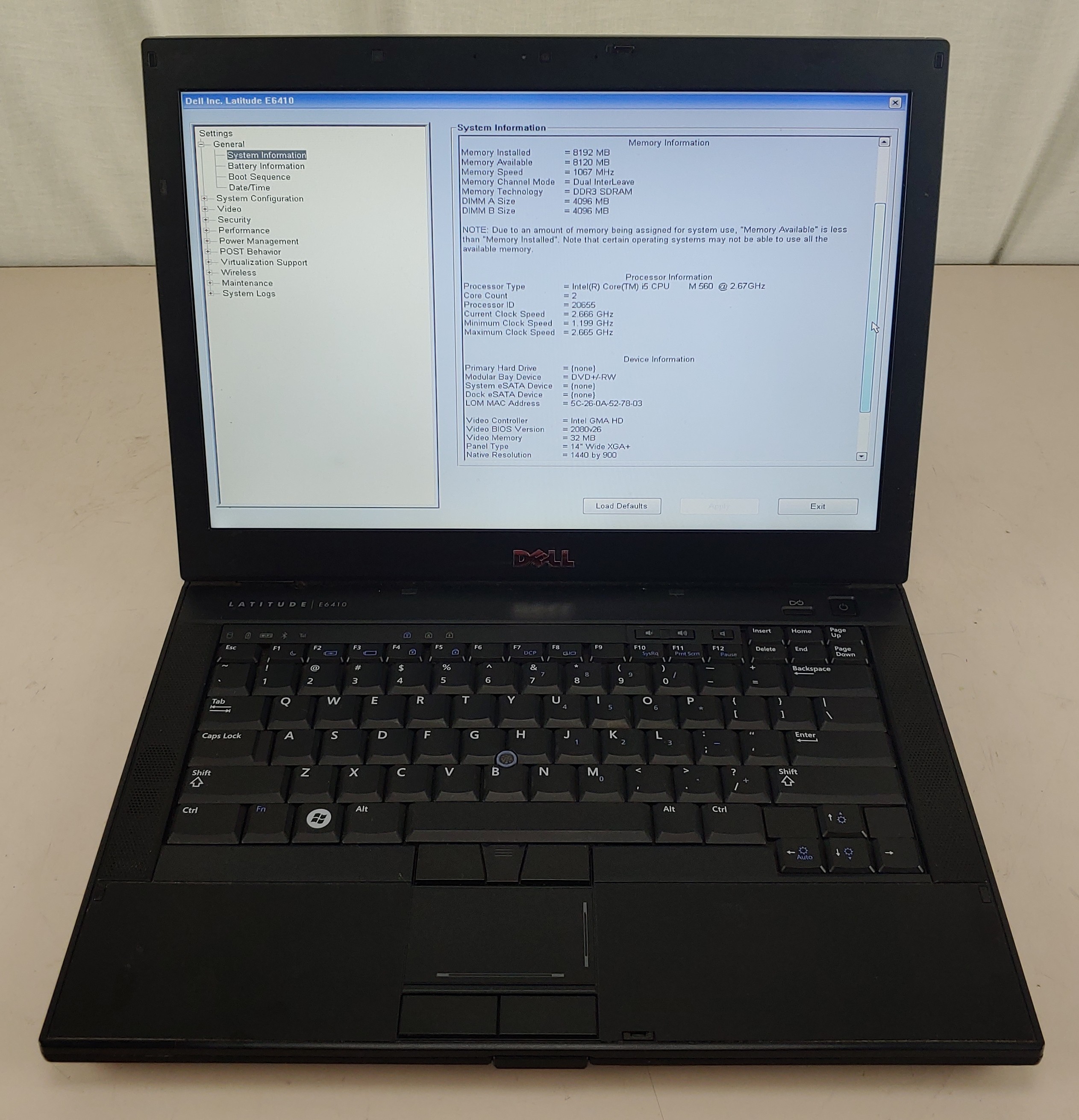 Dell Intel Core i5-M560 Intel GMA HD 8GB NO HDD + NO OS + NO BATTERY