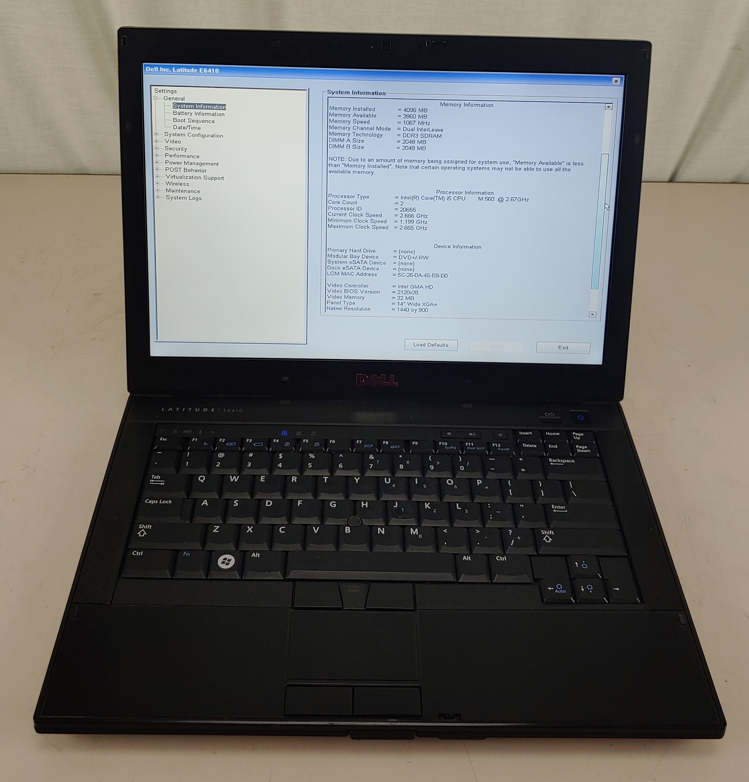 Dell Intel Core i5-M560 Intel GMA HD 4GB NO HDD + NO OS + NO BATTERY