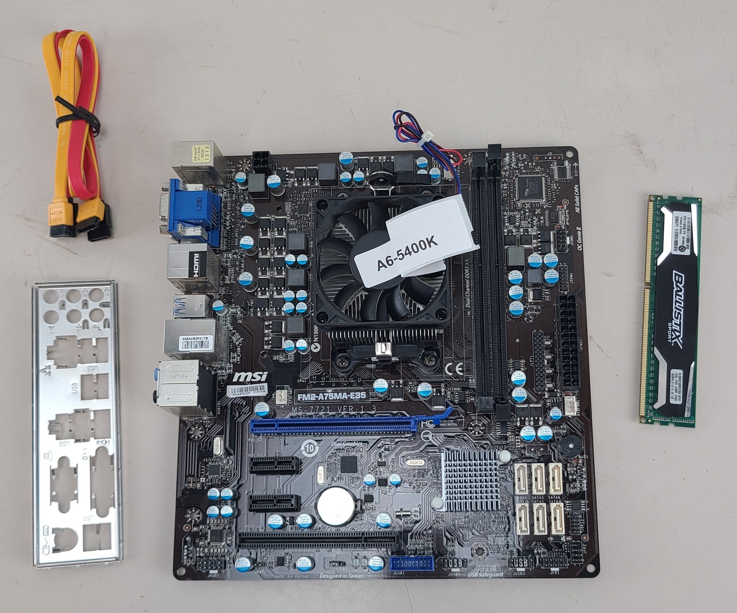 MSI FM2-A75MA-E35 Motherboard AMD A6-5400K 3.6GHz 8GB RAM w/Shield
