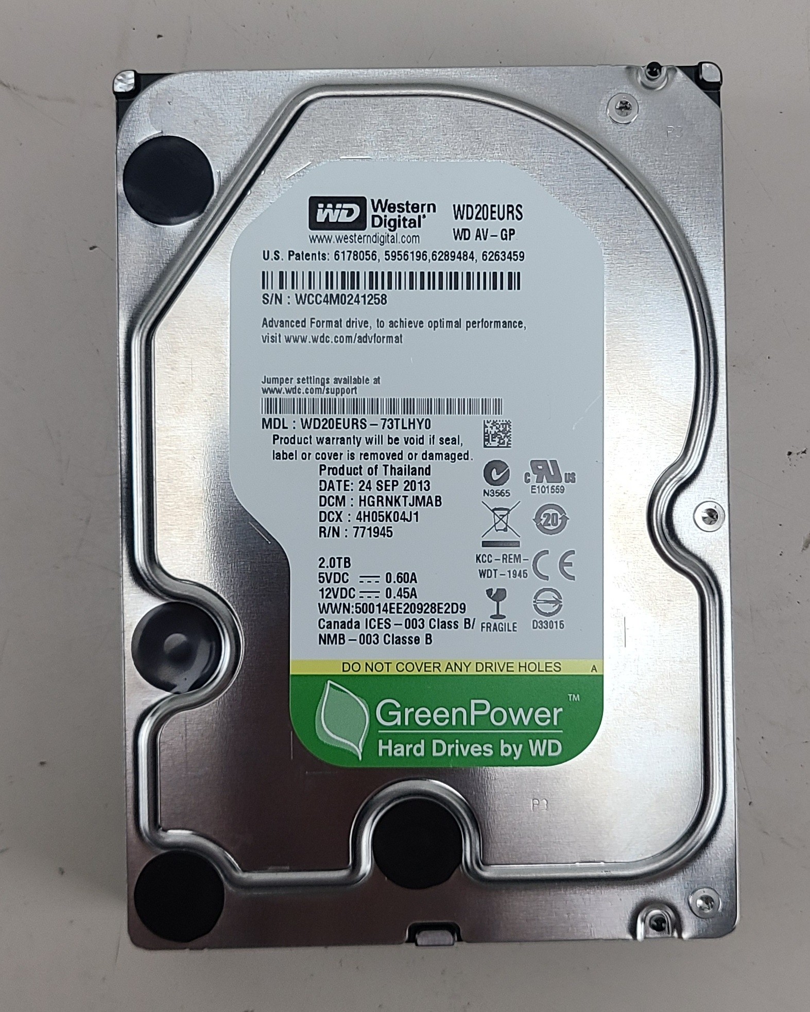 Western Digital GreenPower 2 TB 3.5 in SATA II Hard Drive WD20EURS