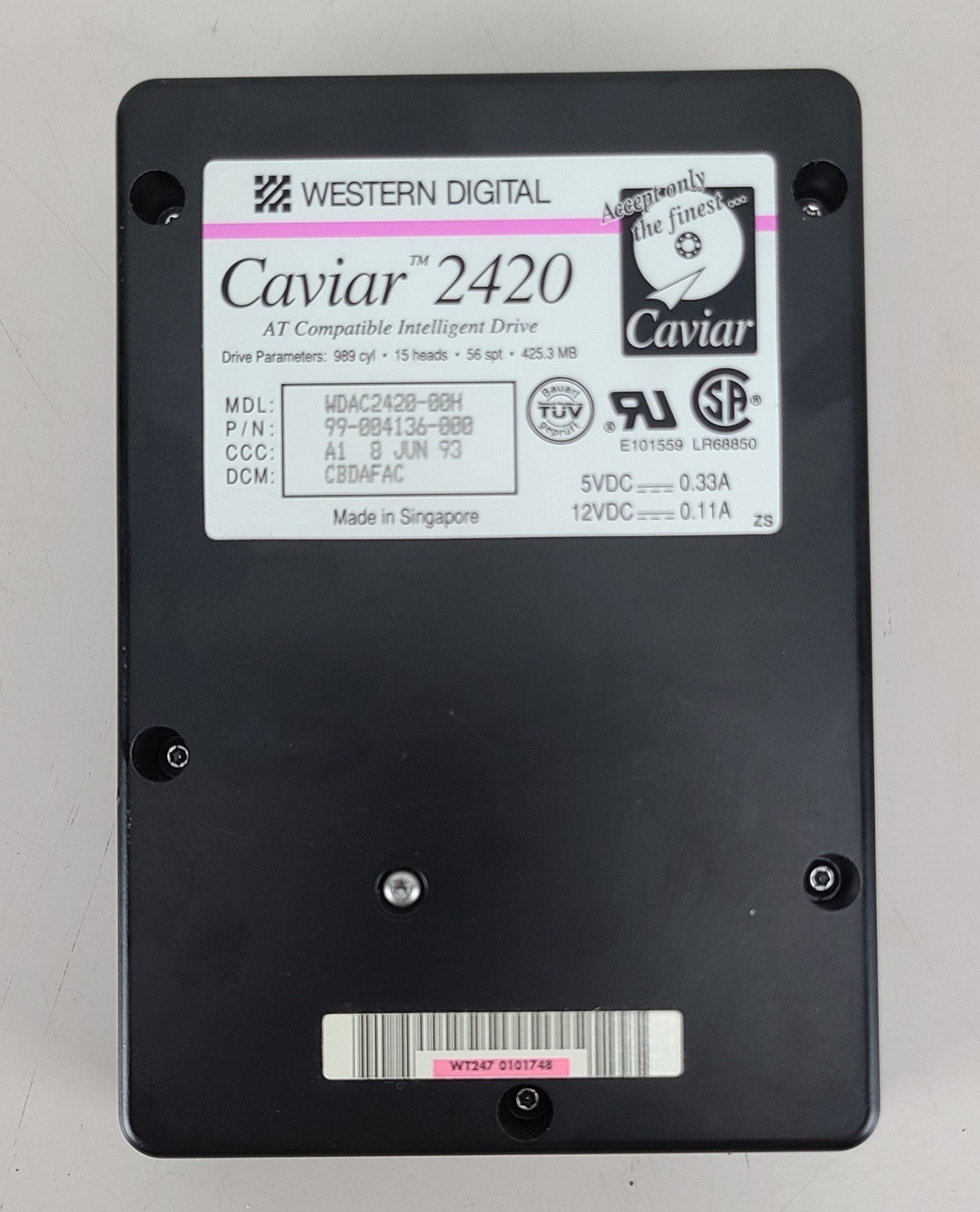 Western Digital WDAC2420-00H 425.3MB IDE Hard Drive 99-004136-000
