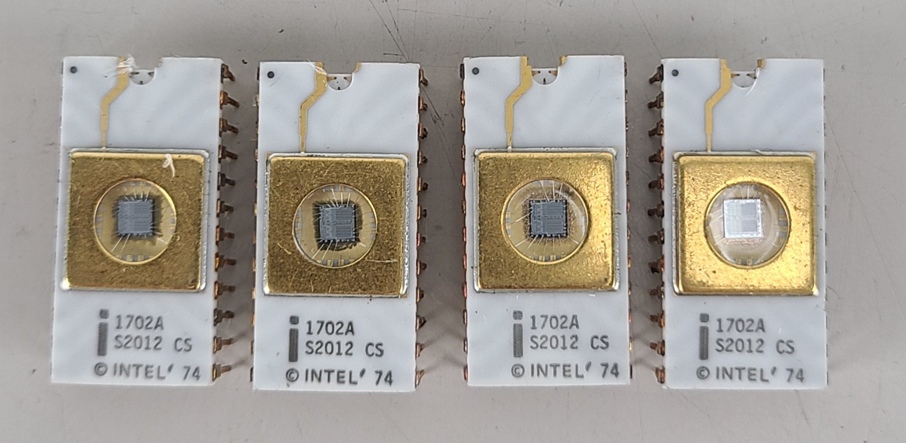 4x Intel 1702A CS White Ceramic Chips AS IS