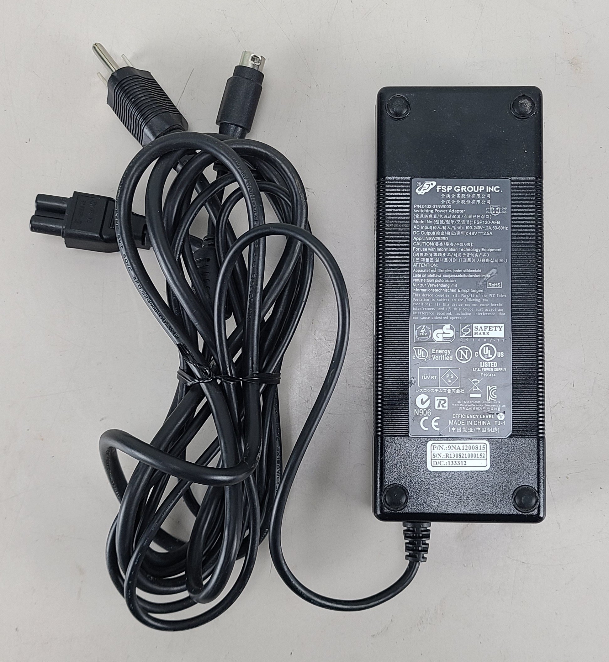 Genuine FSP FSP120-AFB AC/DC Power Supply Adapter 48V 2.5A 120W OEM 4 Pin Plug