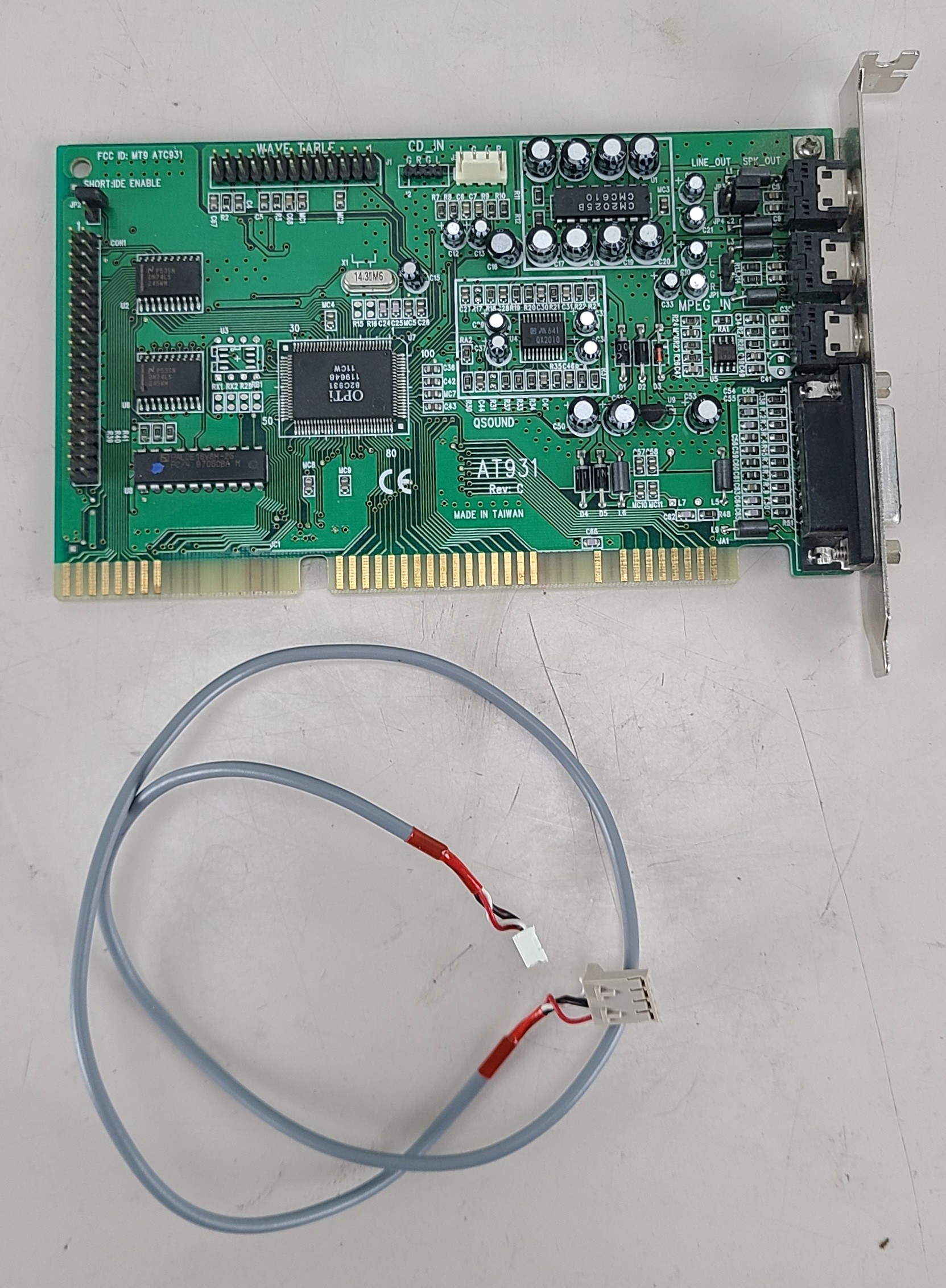 Vintage Opti AT931 Rev C Sound Card ISA w/ Connector Cable