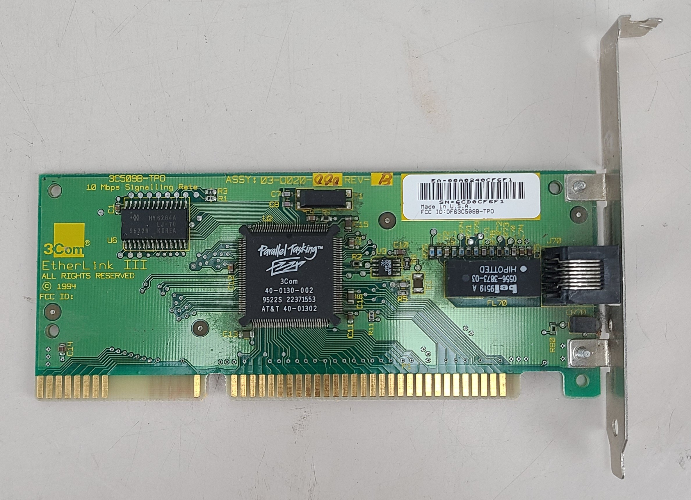 3Com Etherlink III 3C5098-TPO 16-bit ISA 10MBps Network Card