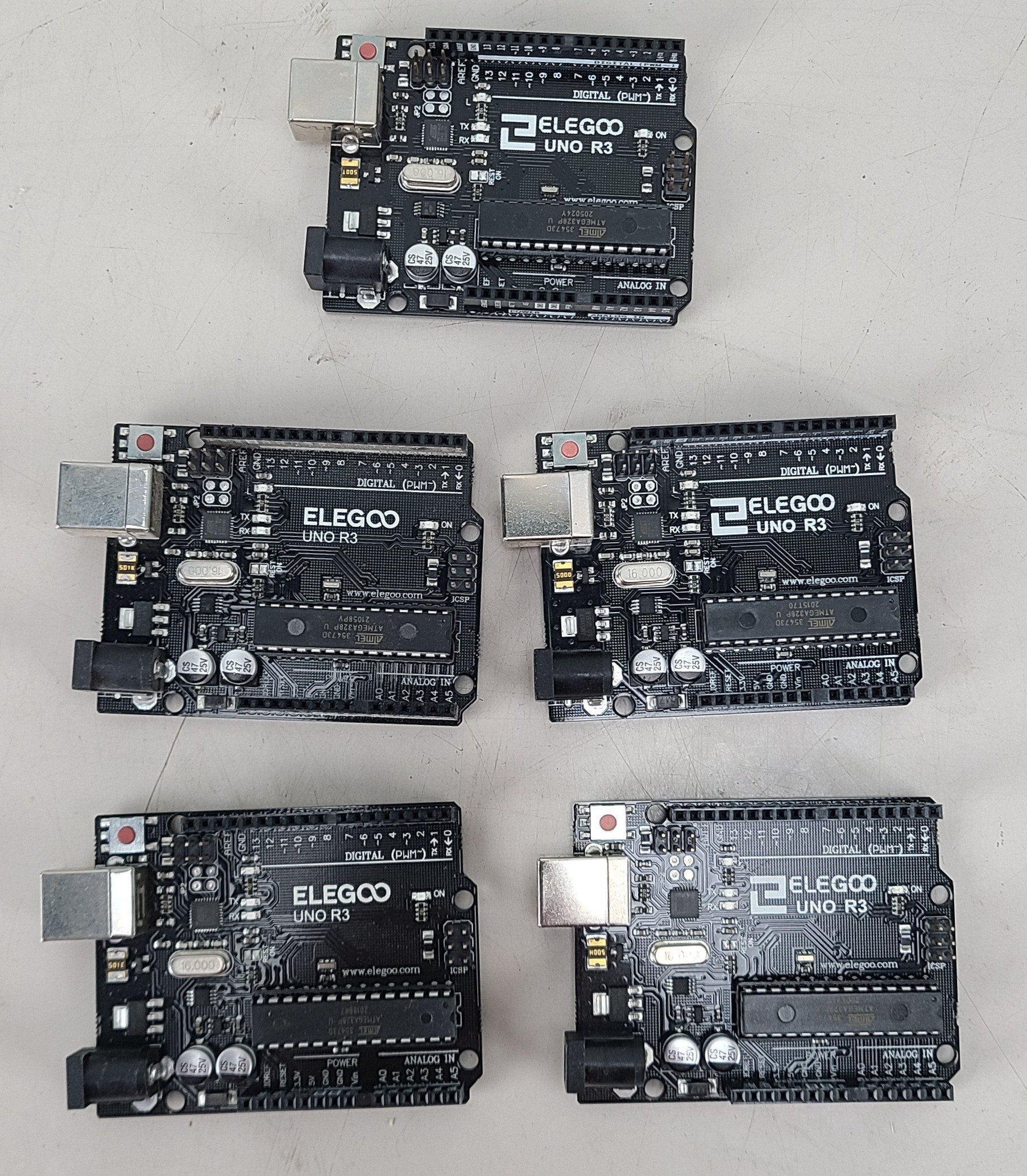 Lot of 5 elegoo arduino uno r3 board