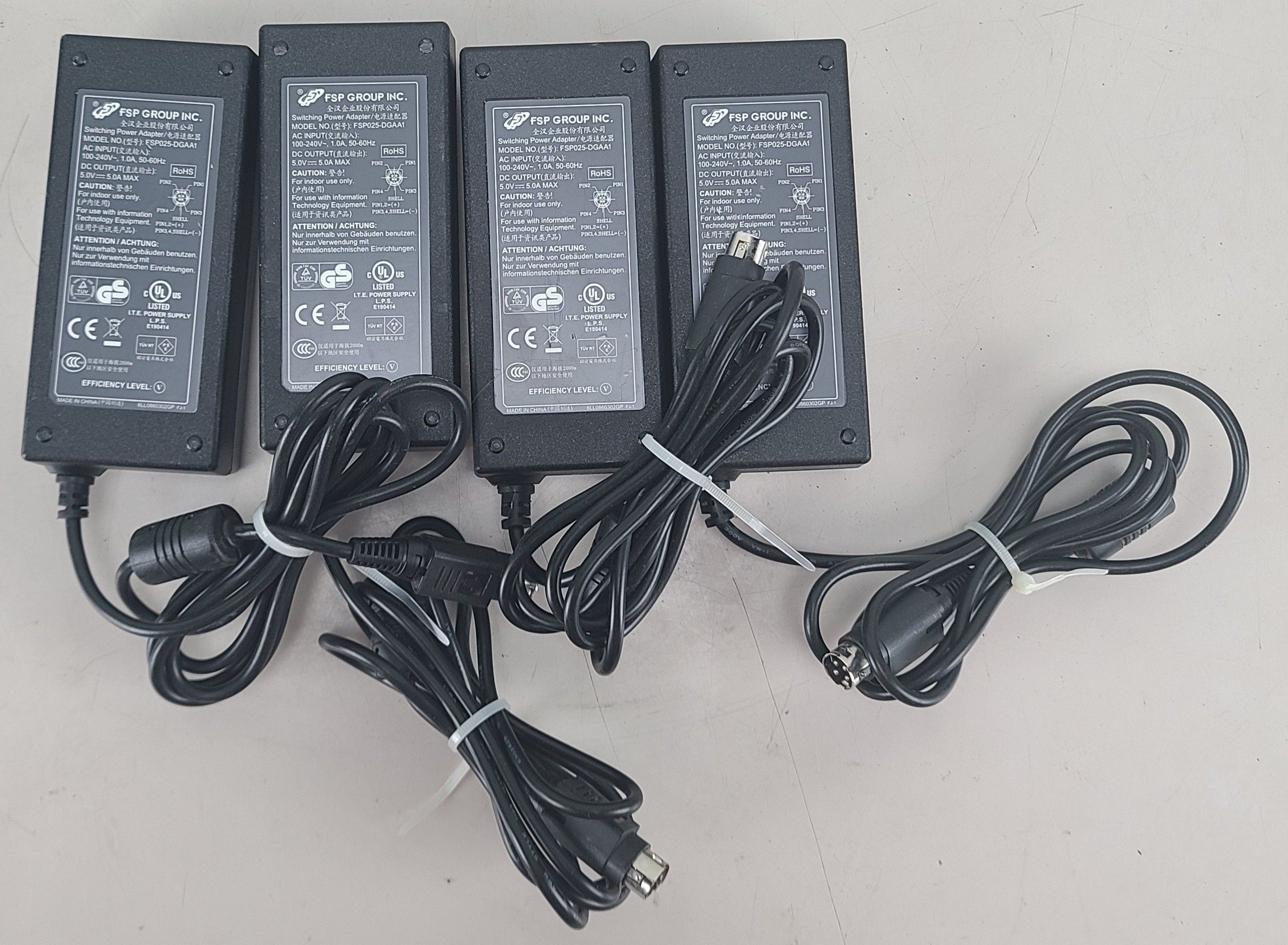 Lot of 4 FSP Group 5.0V 5.0A FSP025-DGAA1 Switching Power Adapter