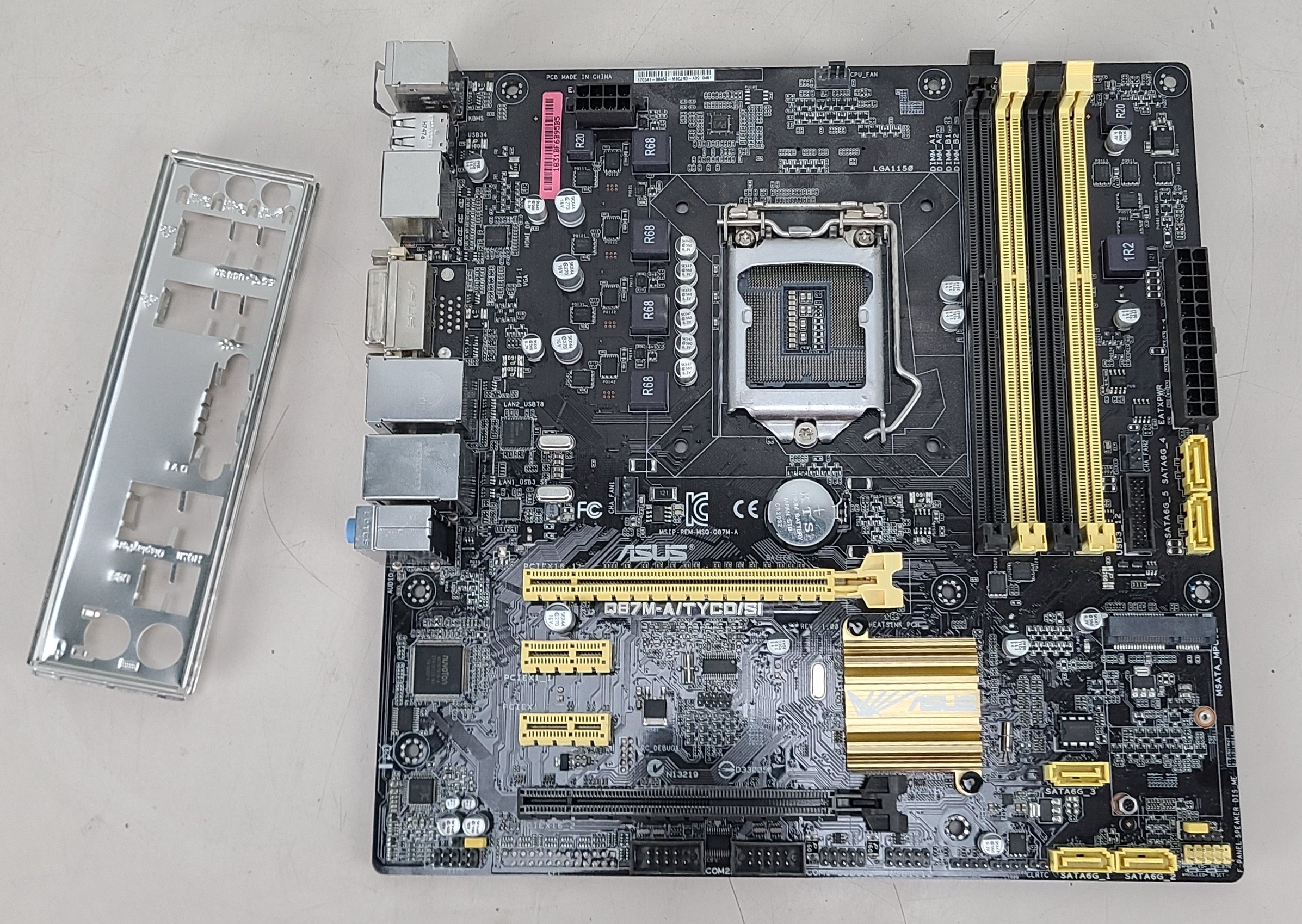 ASUS Q87M-A/TYCO/SI LGA1150 DVI ATX Intel Motherboard & IO Plate