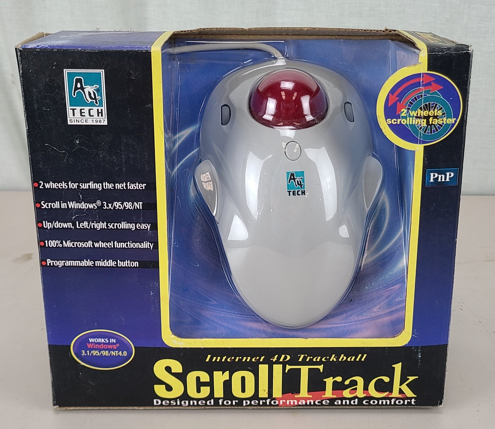 Vintage NOS A4 Tech Model WUT-13 Scroll Track USB Trackball