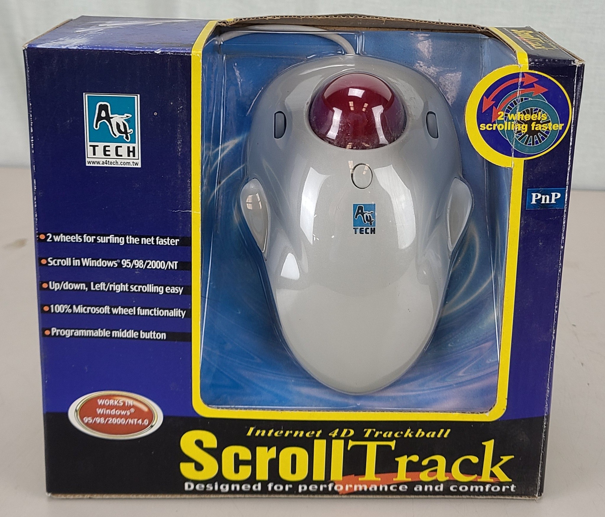 Vintage NOS A4 Tech Model WWT-13 Scroll Track USB Trackball