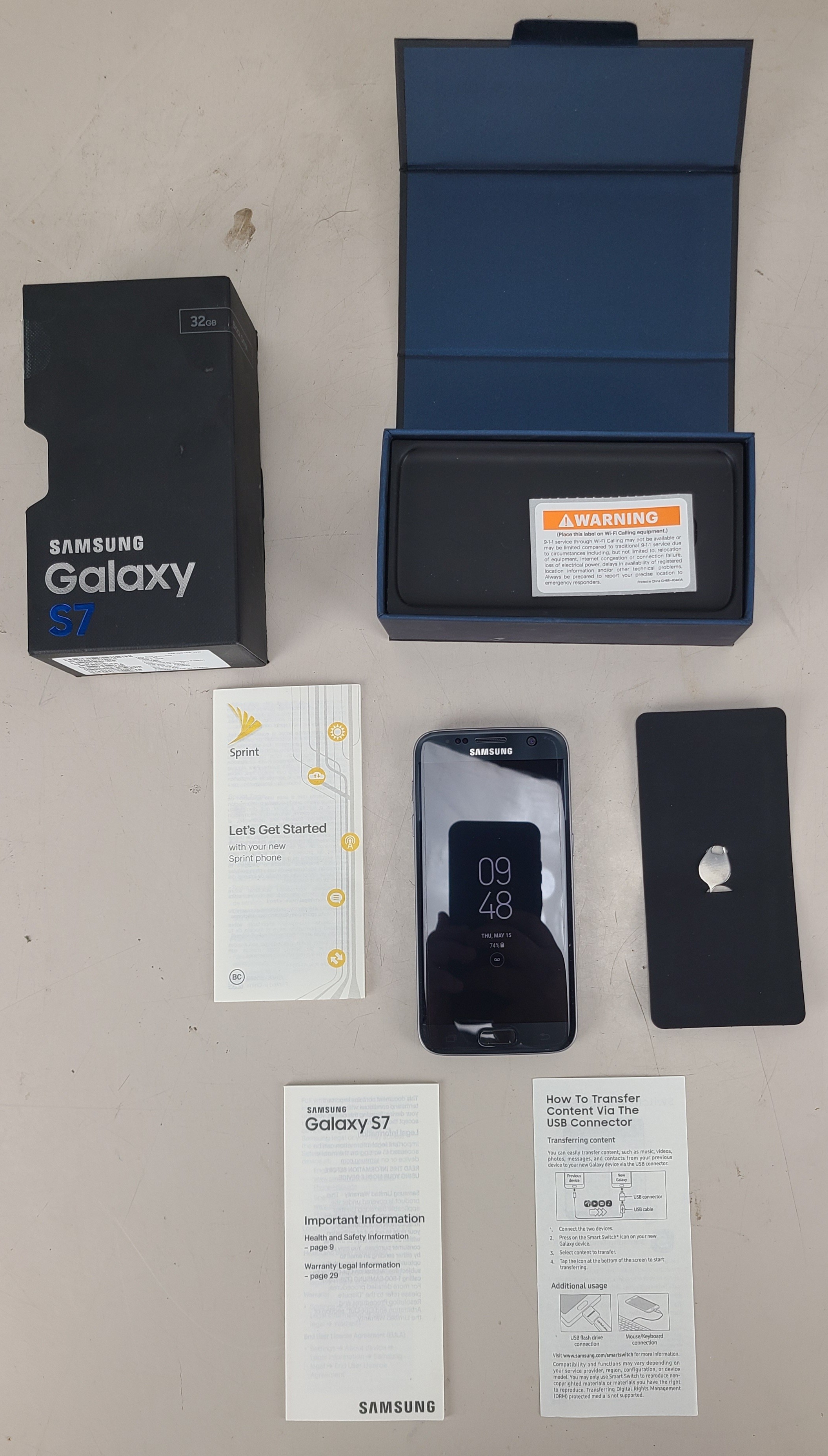 Samsung Galaxy S7 SM-G930P 32GB Black (Sprint) w/ Original Box