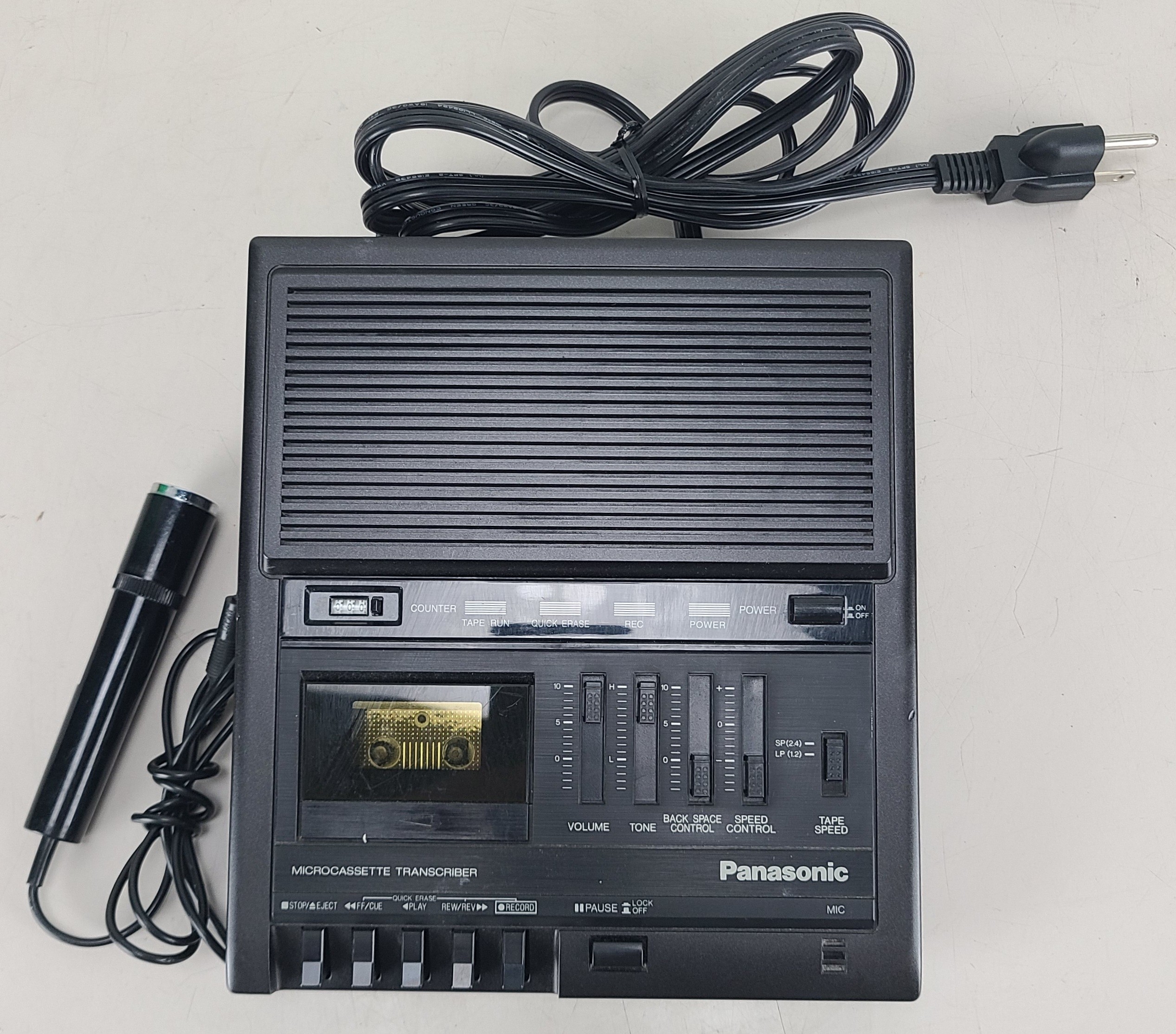 Panasonic RR-930 Microcassette Transcriber Recorder Black w/ Microphone NO PEDAL