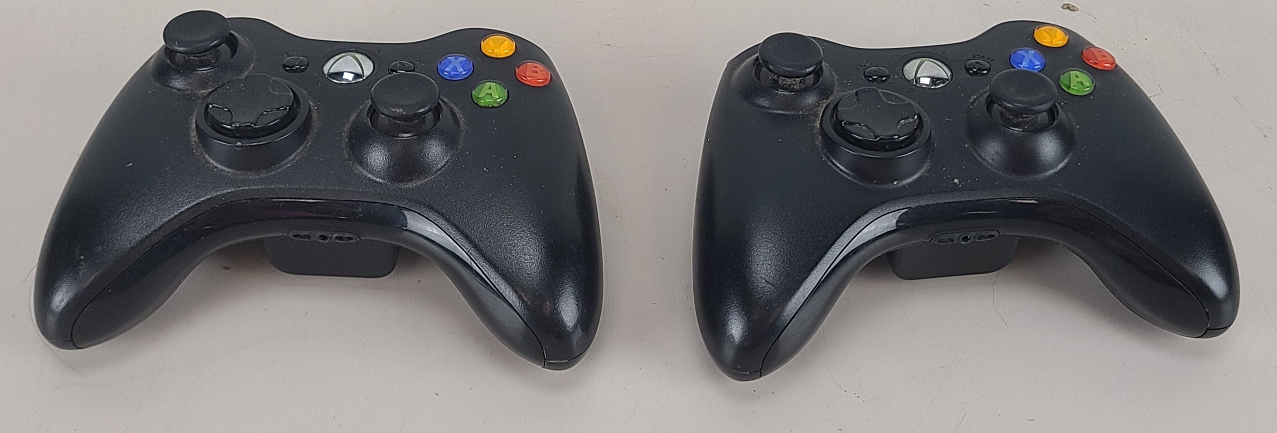 Lot of 2 Microsoft Xbox 360 Wireless Controller Black Model 1403