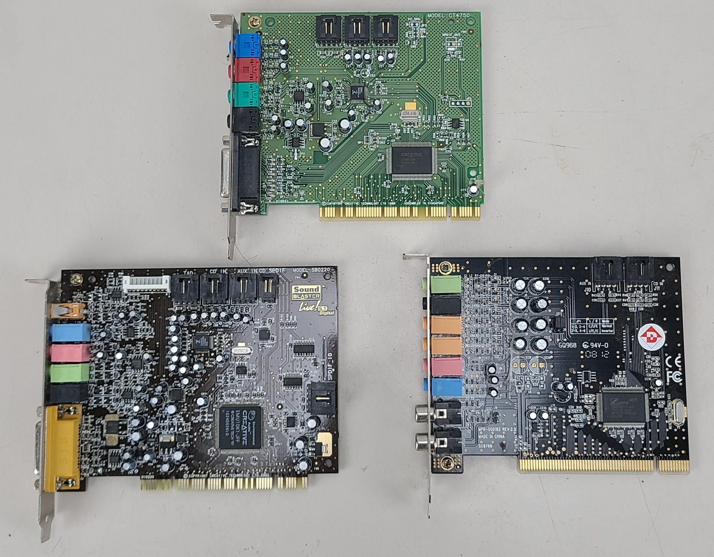 Lot of 3 Creative Labs & Formosa Industrial PCI Sound Cards
