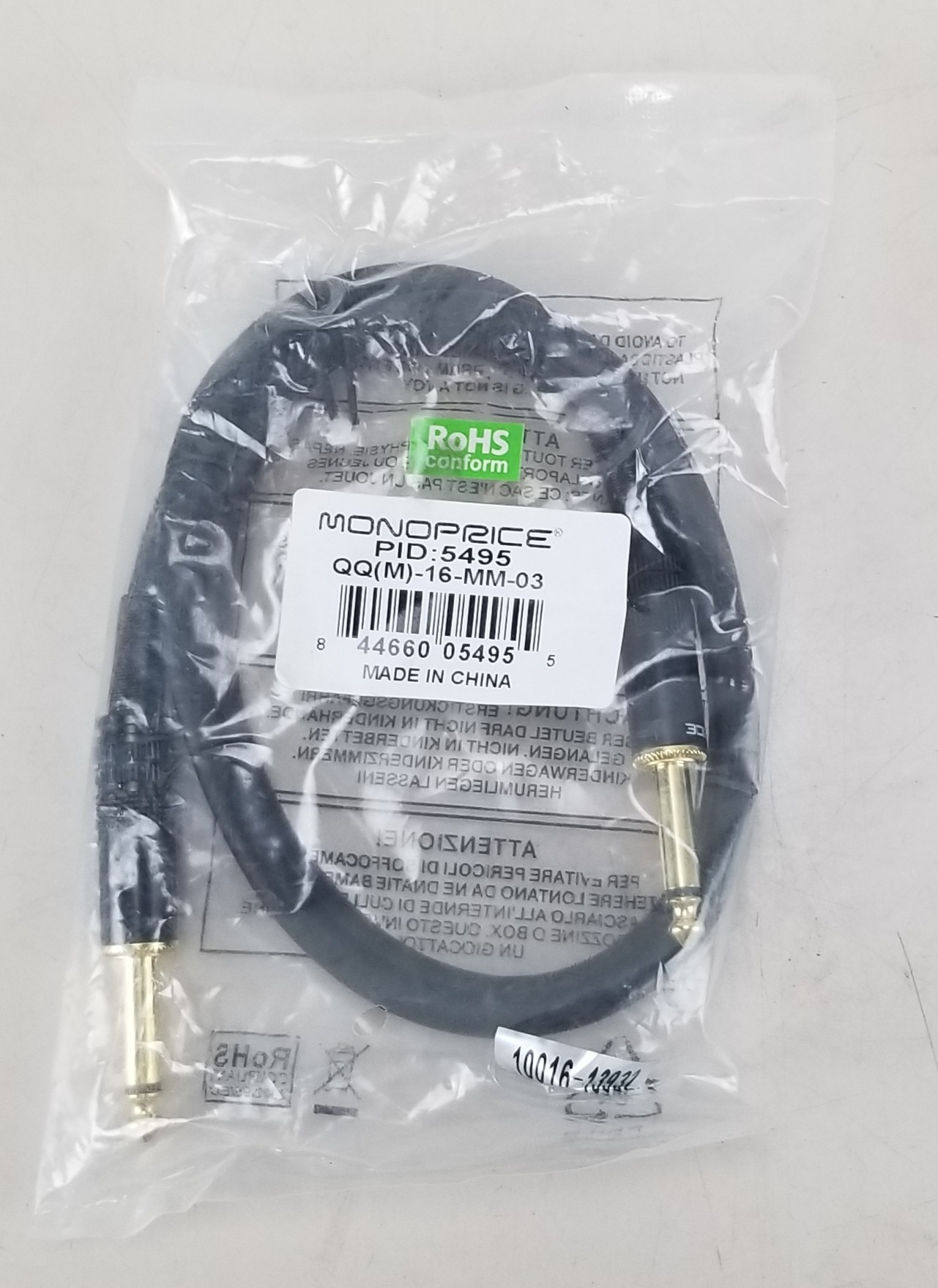 MonoPrice 5495 QQ(M)-16-MM-3 ¼" 3FT Audio Cable Guitar Speaker Amp