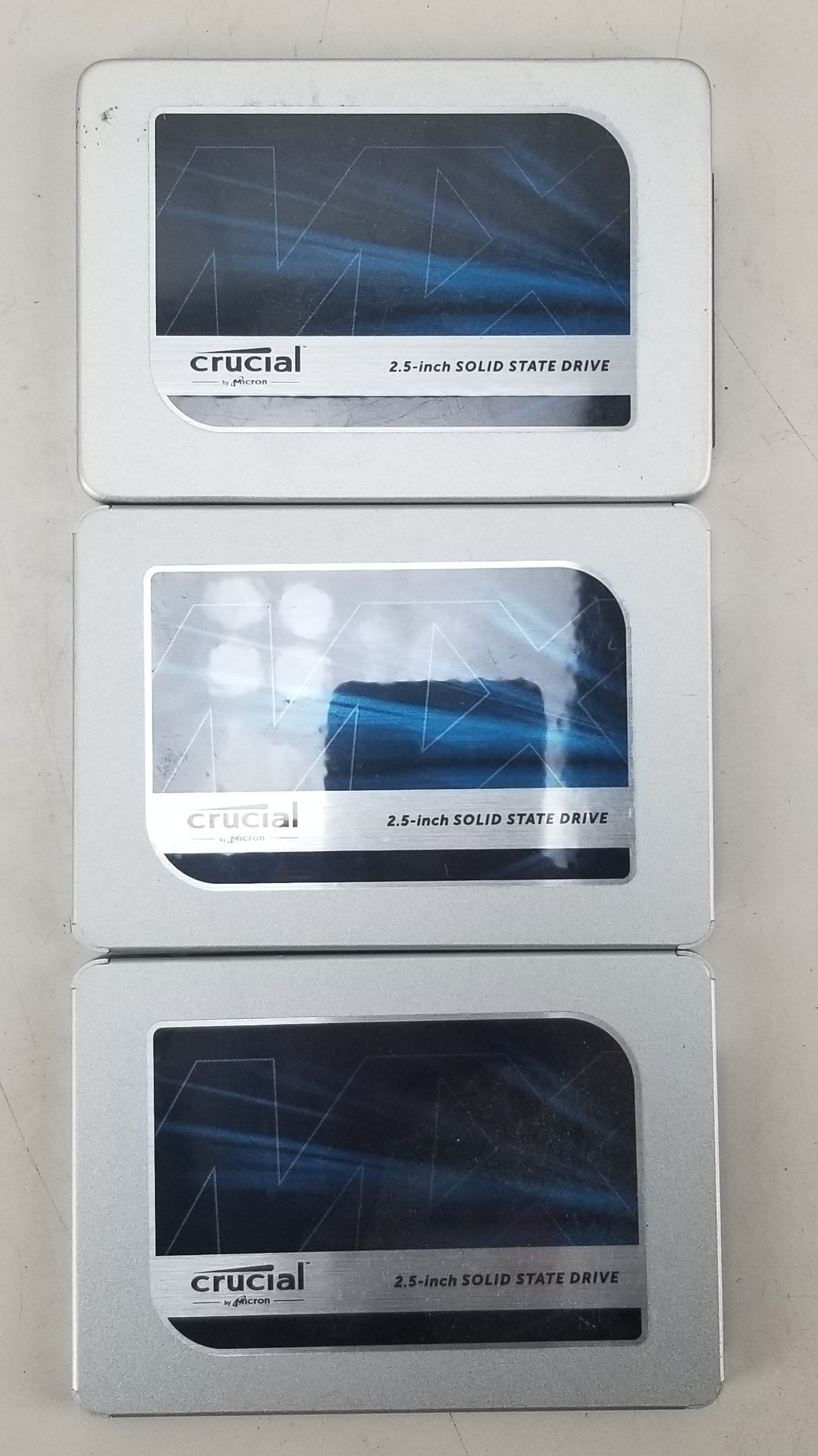Lot of 3 Crucial 2.5" SSD Tested 91-94% 2x 250GB 1x 275GB
