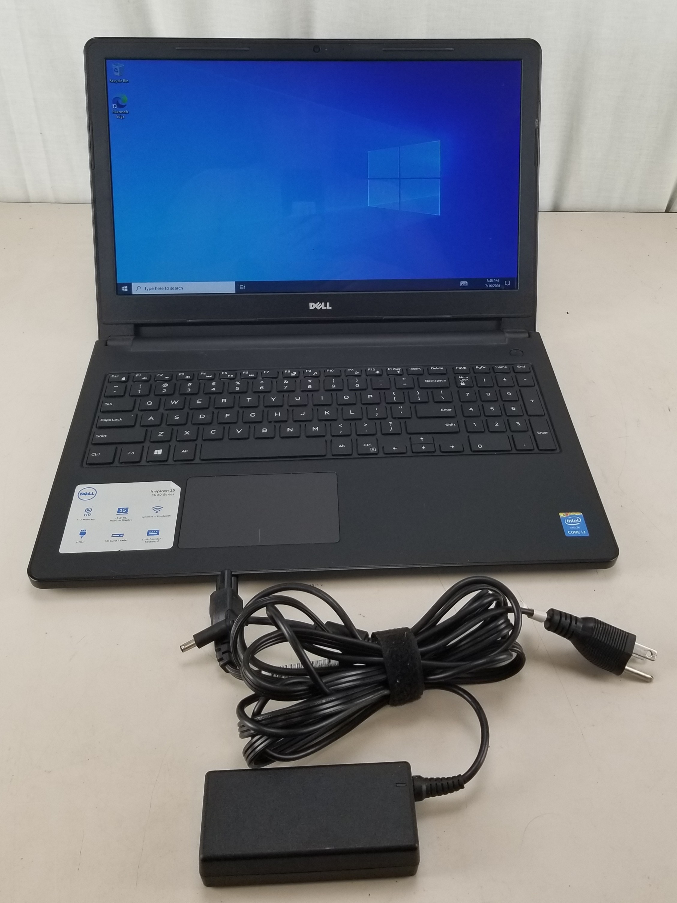 Dell Inspiron 15 3000 Series i3-5005U @ 2.00GHz 4GB 500GB HDD WIN 10 PRO