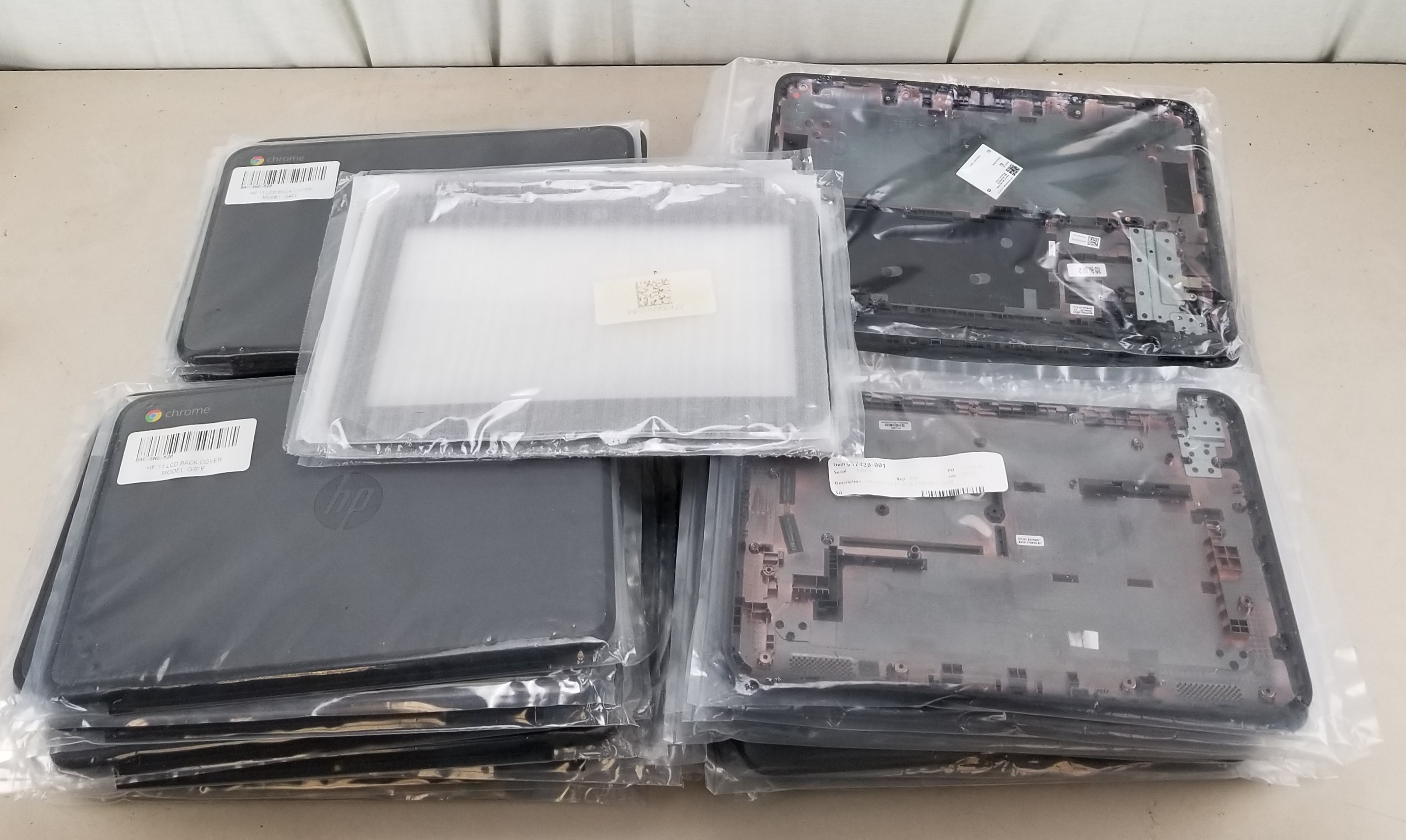 Lot of 53 HP Chromebook LCD Back Cover, Base Cover, and Bezels for the 11A G4 EE, G5 EE, G6 EE