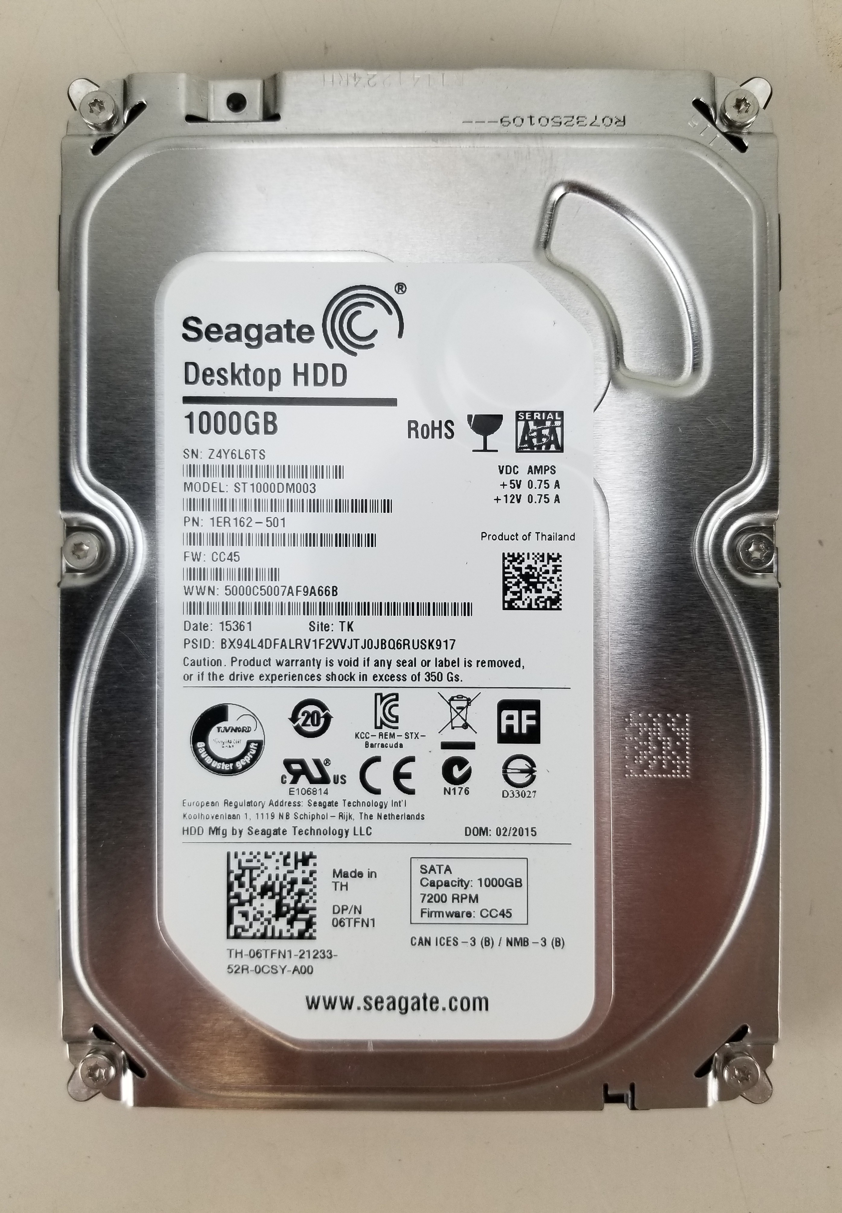 USED Seagate 1TB SATA Hard Drive ST1000DM003