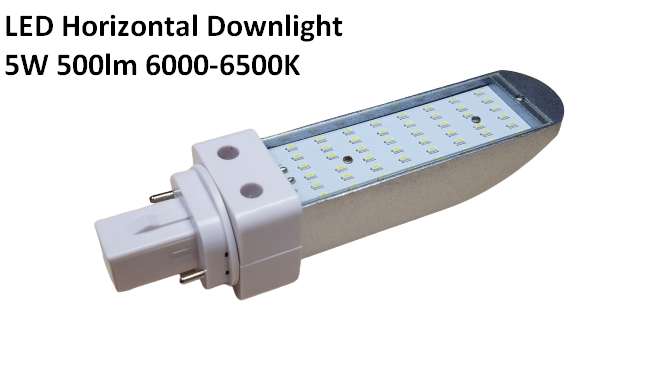 5W LED Horizontal Bulb Downlight  6000K 500 Lumen G24D Base