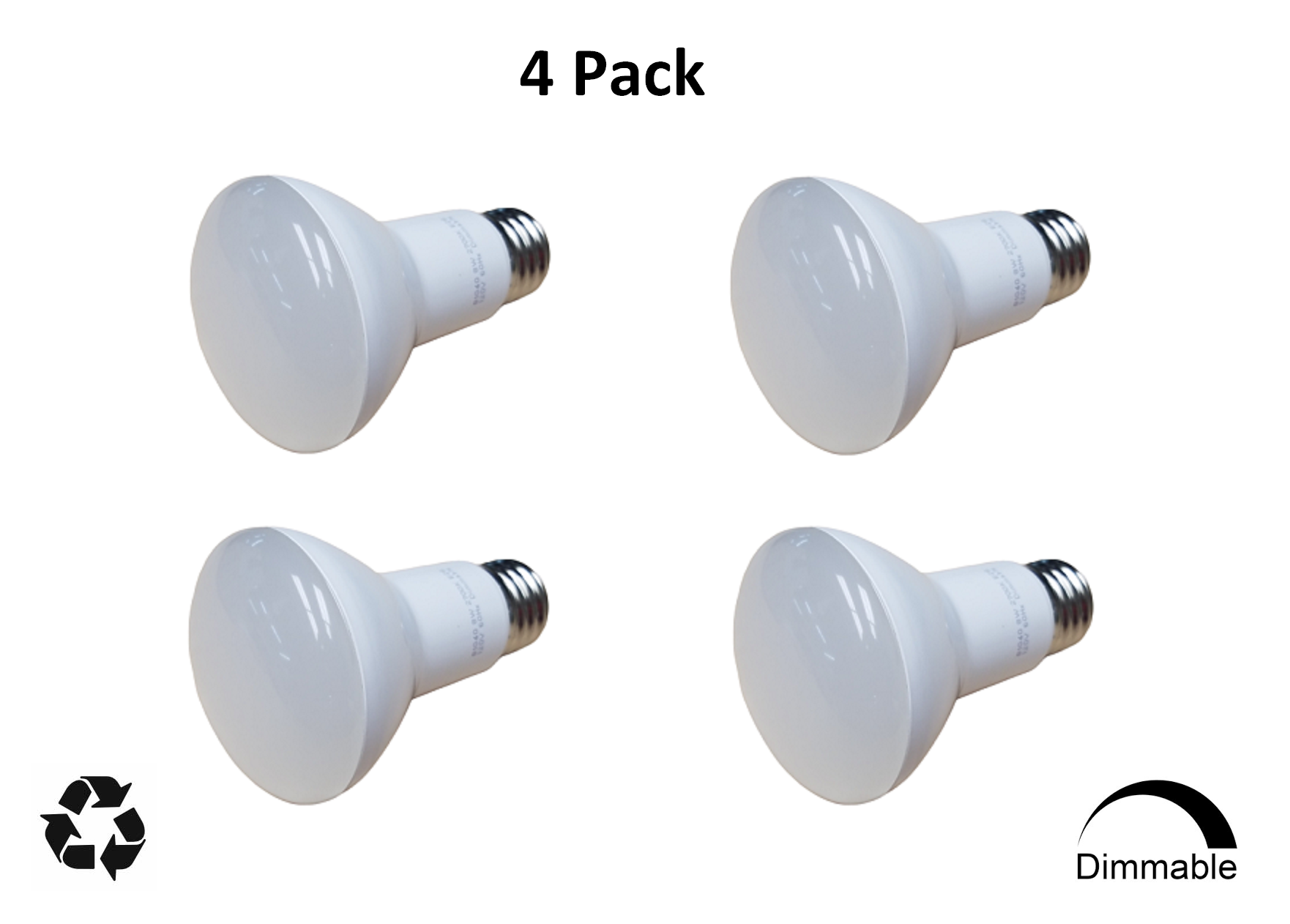 Reliance R20 LED Bulb DImmable Flood 8W 550lm 2700K 60W Equal 4-Pack
