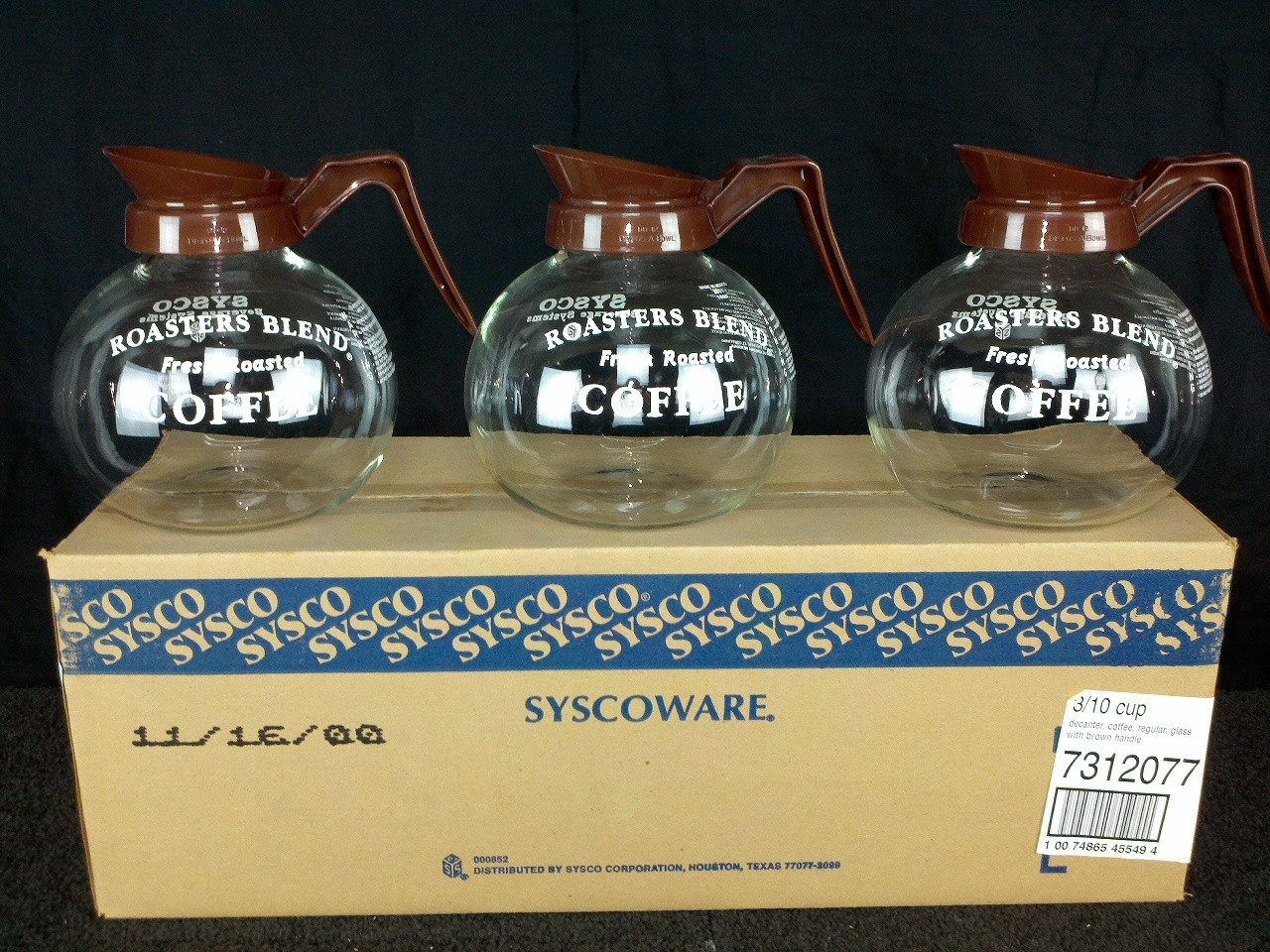 Commercial Coffee Decanters Carafes 10 Cup Glass with Brown Handle NEW Qty 3