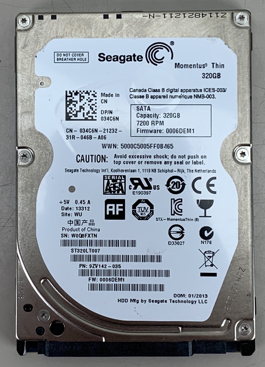 Seagate Momentus Thin 320GB 5400RPM SATA 2.5" Laptop Hard Drive ST320LT007 