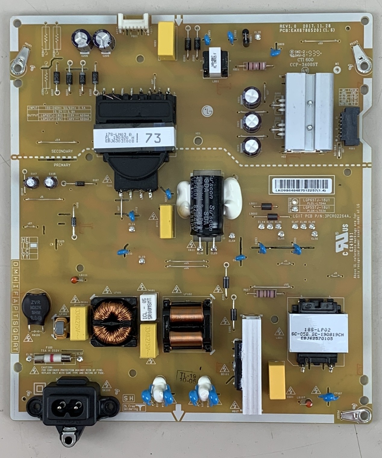 LG EAX67865201 (1.6, 1.7) Power Board for 55UM6950DUB TV