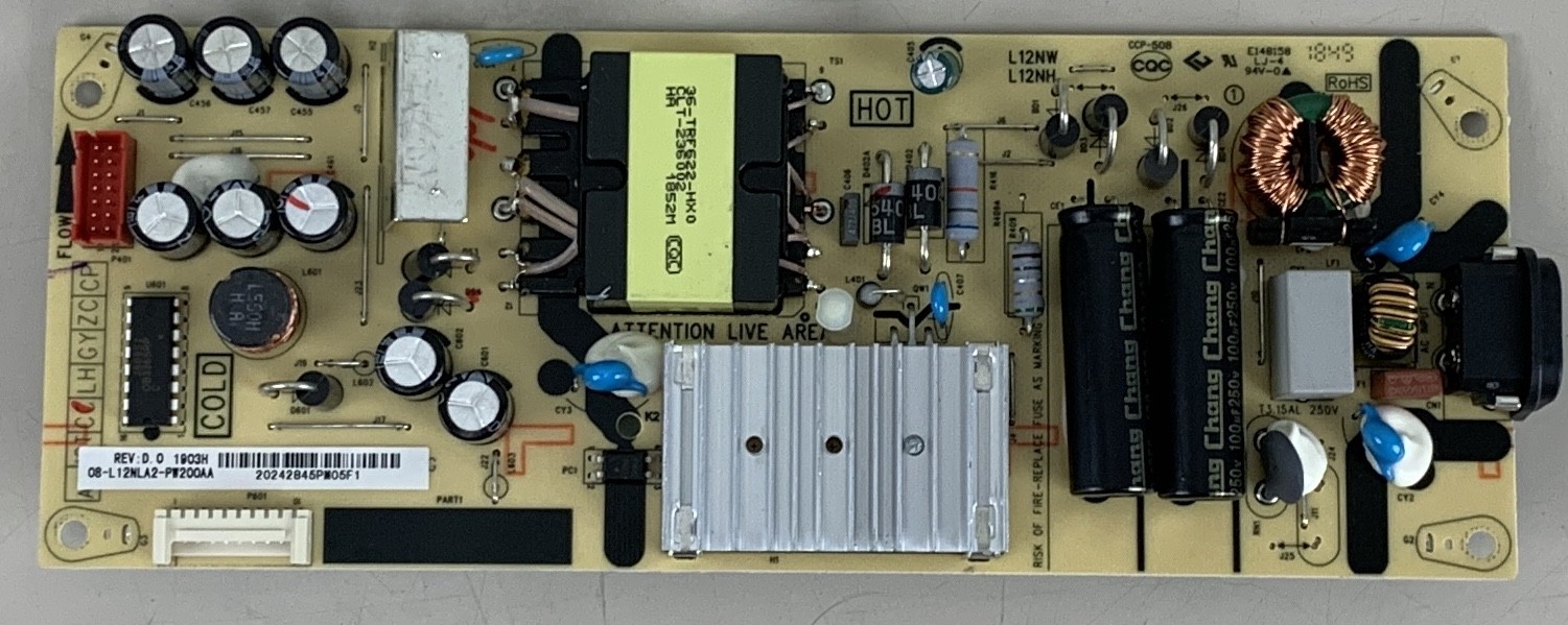 TCL 08-L12NLA2-PW200AA (1903H) Power Board for 50S421 Roku TV 