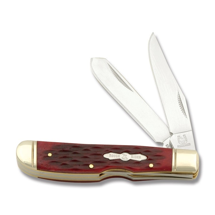 Rough Rider Mini Trapper Lockback with Red Jigged Bone Handle