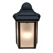 Outdoor Porch Light LED Bulb 9" Black Fixture with Frosted Glass Panes