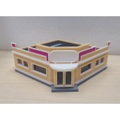 HO Scale Corner Diner Tan and White