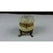 C F MONROE  Hand Painted Wave Crest Footed Dresser Jar 3-1/4" x 3-1/4" x 3-3/4". 