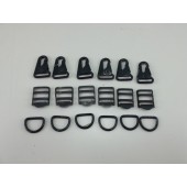 Snap Clip Ladder Lock D Ring Set 6 Each  USGI Steel Black 1" Webbing