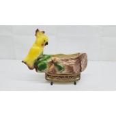 Vintage California Pottery Cockatoo Planter #205 With Metal Base