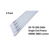 4 Pack 5FT LED Tube Light Lamp Bulb T8 5 Foot 60" Inch 26W 4000K 200-240V Frosted