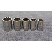 5 Piece Snap-on 1/4" Drive Shallow Sockets 12 Point 9/16" - 5/16"